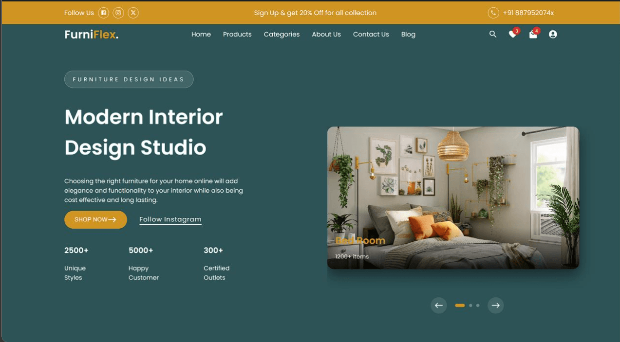 Furniflexx - E-Commerce Website Desktop Mockup